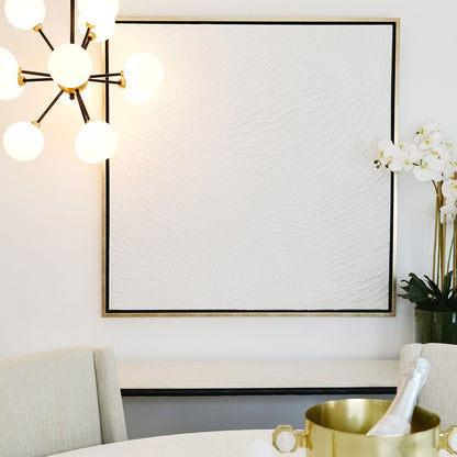Snow White Canvas Painting – Hand-Painted Textured Artwork in Gloss White