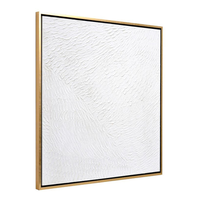 Snow White Canvas Painting – Hand-Painted Textured Artwork in Gloss White