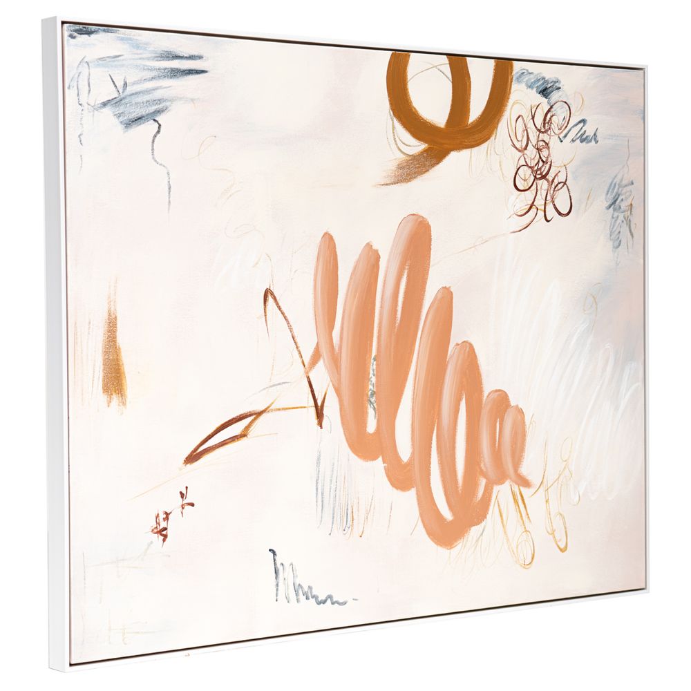 Graffiti Oil on Canvas Painting – Hand-Painted Urban Abstract Artwork in Matte White Shadow Box Frame