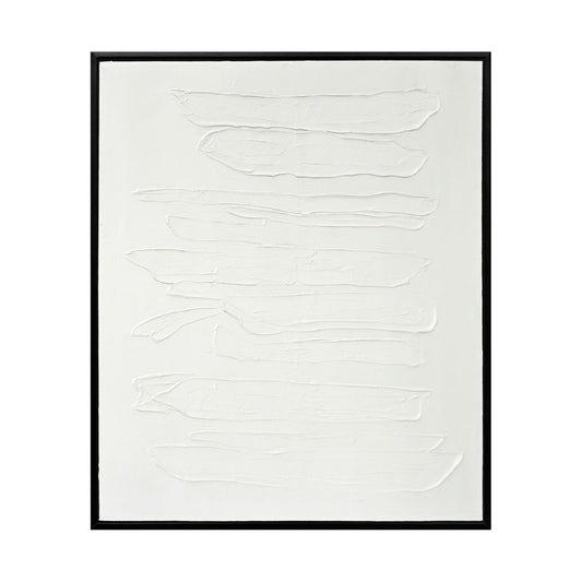 Blanquecina Canvas Painting – Hand-Painted White-on-White Textured Artwork in Black Shadow Box Frame