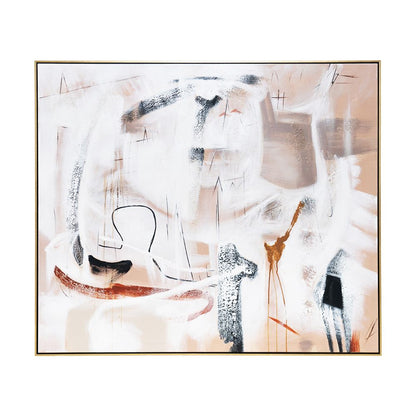 Freeform Oil on Canvas Painting – Hand-Painted Abstract Artwork in Antique Gold Shadow Box Frame