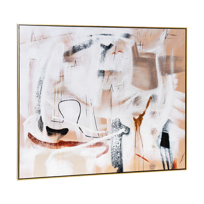 Freeform Oil on Canvas Painting – Hand-Painted Abstract Artwork in Antique Gold Shadow Box Frame