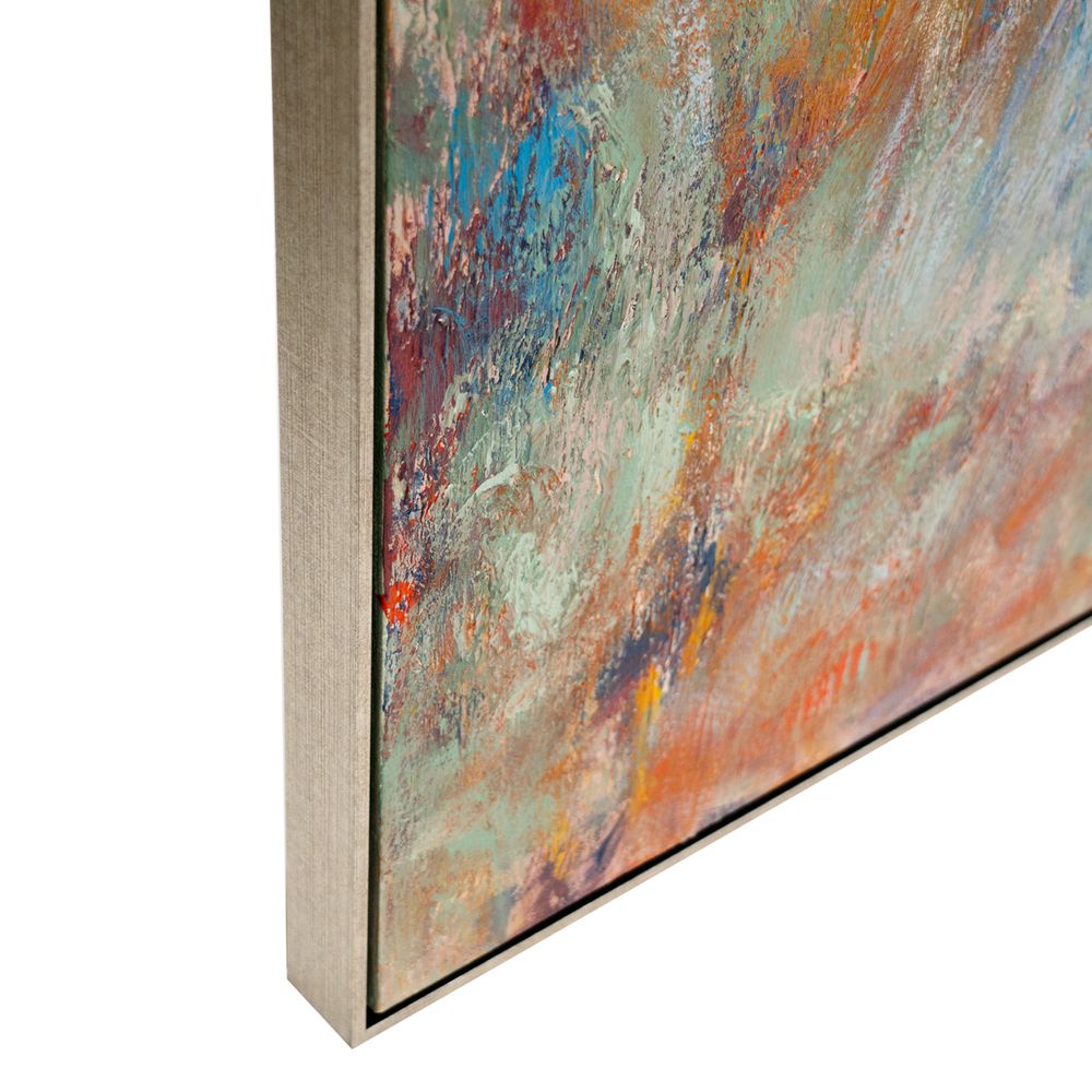 Into the Woods Oil on Canvas Painting – Hand-Painted Impressionist Artwork in Antique Silver Frame