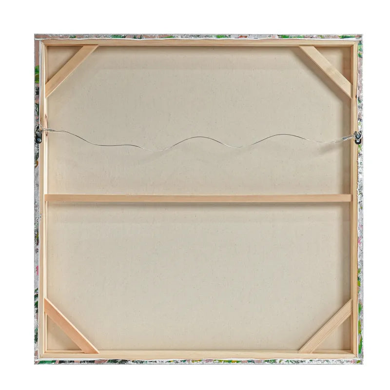 Blooms Enhanced Canvas Print – Hand-Painted Floral Abstract Artwork in White Shadow Box Frame