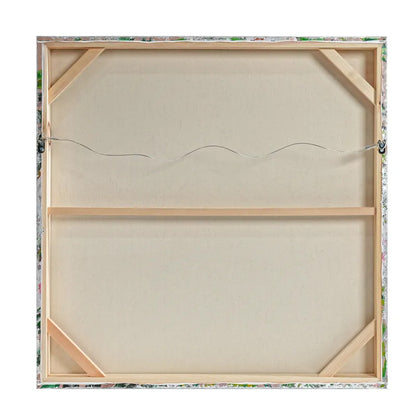 Blooms Enhanced Canvas Print – Hand-Painted Floral Abstract Artwork in White Shadow Box Frame