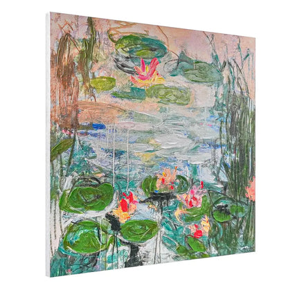Wild Lillies Enhanced Canvas Print – Hand-Painted Floral Artwork by Sandy Welch in White Shadow Box Frame