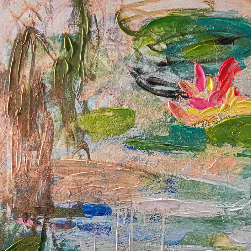 Wild Lillies Enhanced Canvas Print – Hand-Painted Floral Artwork by Sandy Welch in White Shadow Box Frame