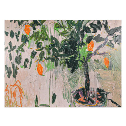 Lemon Tree Enhanced Canvas Print – Hand-Painted Citrus Artwork in White Shadow Box Frame