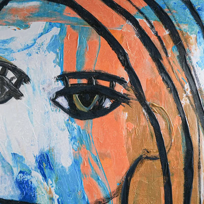 Gaze Enhanced Canvas Print – Hand-Painted Abstract Artwork by Craig Greene in White Shadow Box Frame