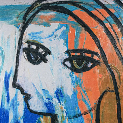 Gaze Enhanced Canvas Print – Hand-Painted Abstract Artwork by Craig Greene in White Shadow Box Frame
