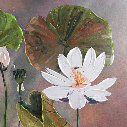 Sanctuary Series II Enhanced Canvas Print – Hand-Painted Floral Artwork by Shay in White Shadow Box Frame