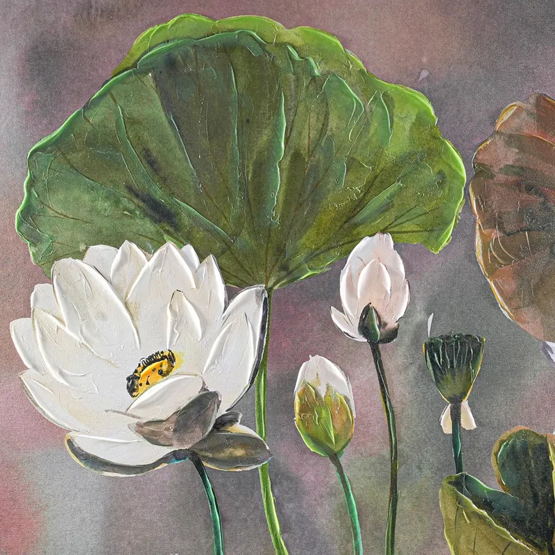 Sanctuary Series II Enhanced Canvas Print – Hand-Painted Floral Artwork by Shay in White Shadow Box Frame