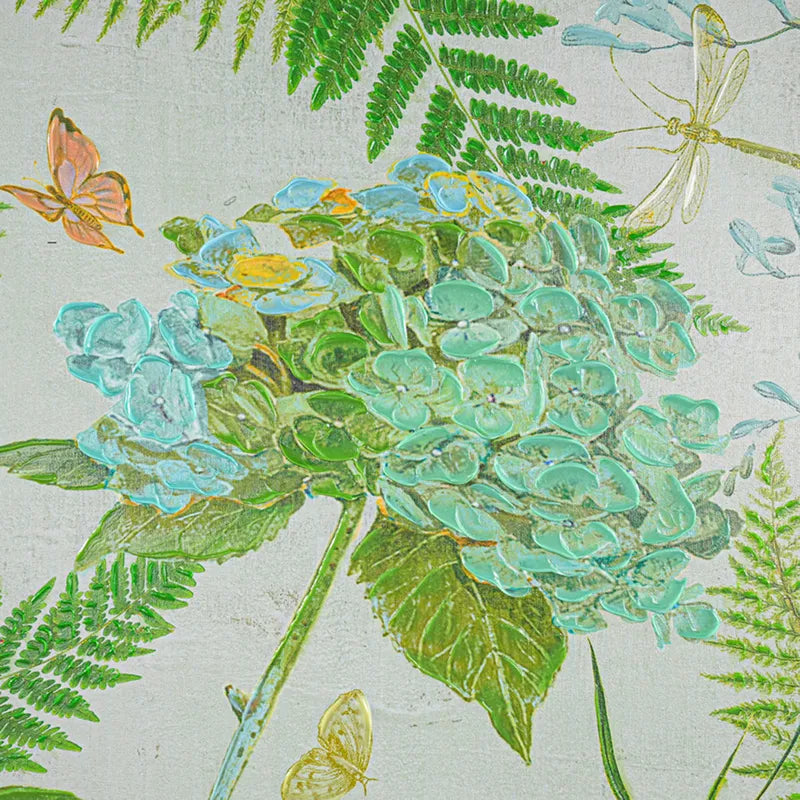 Hydrangeas Series II Enhanced Canvas Print – Hand-Painted Botanical Artwork by Kathryn White in White Shadow Box Frame