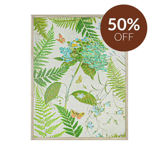 Hydrangeas Series II Enhanced Canvas Print – Hand-Painted Botanical Artwork by Kathryn White in White Shadow Box Frame