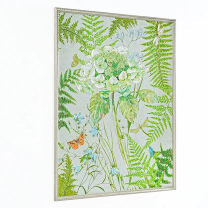 Hydrangeas Series I Enhanced Canvas Print – Hand-Painted Botanical Artwork by Kathryn White in White Shadow Box Frame
