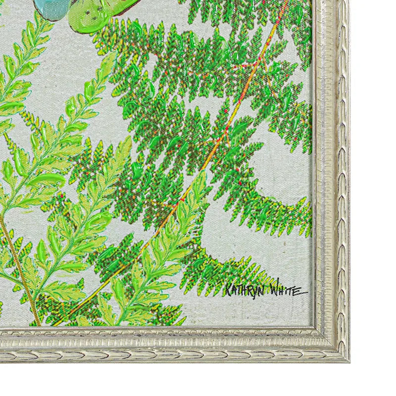 Hydrangeas Series I Enhanced Canvas Print – Hand-Painted Botanical Artwork by Kathryn White in White Shadow Box Frame