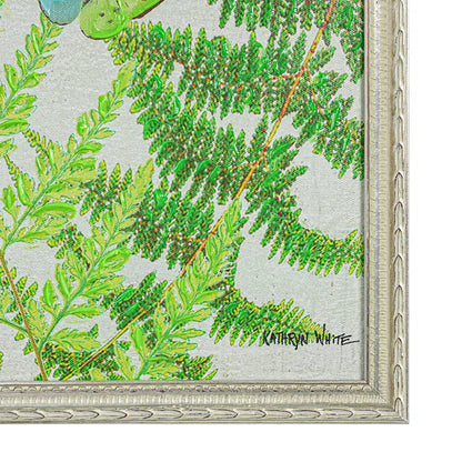 Hydrangeas Series I Enhanced Canvas Print – Hand-Painted Botanical Artwork by Kathryn White in White Shadow Box Frame