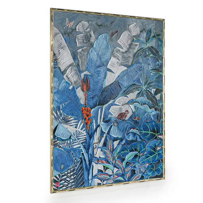 Jungle Blues Series II Enhanced Canvas Print – Hand-Painted Tropical Artwork by Gabby Malpas in Black Shadow Box Frame