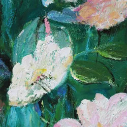 Blooming Set of Two Oil on Canvas Painting – Hand-Painted Floral Abstract Artwork in Shadow Box Frame