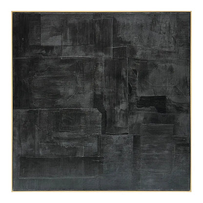 Into the Darkness Oil on Canvas Painting – Hand-Painted Abstract Artwork in Gold Natural Timber Shadow Box Frame