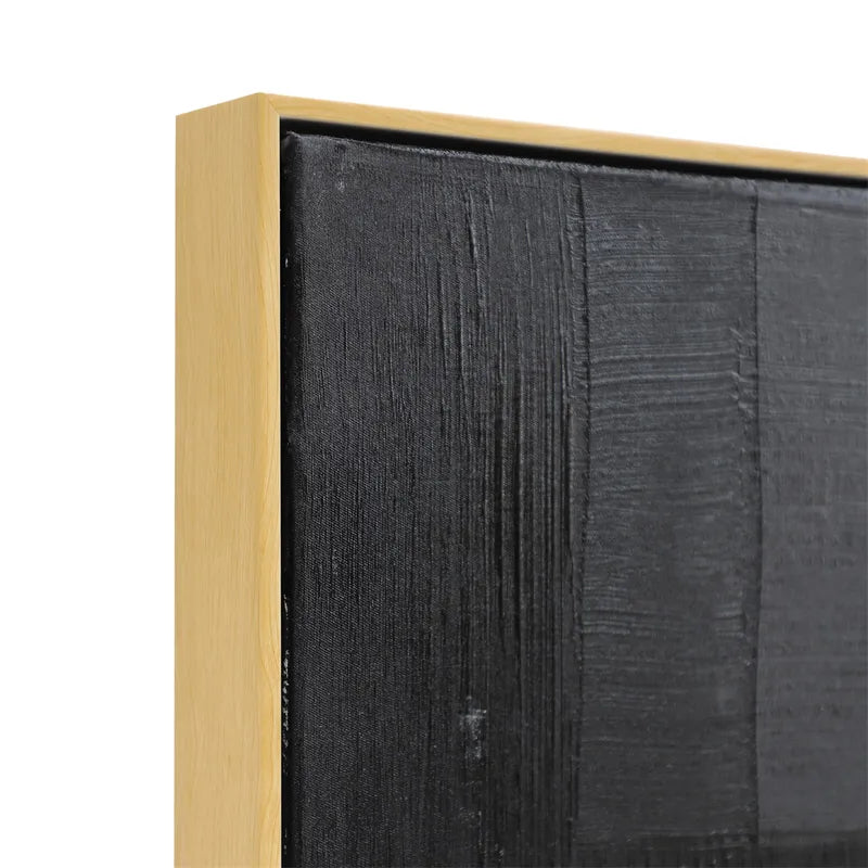 Into the Darkness Oil on Canvas Painting – Hand-Painted Abstract Artwork in Gold Natural Timber Shadow Box Frame