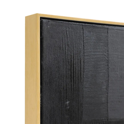 Into the Darkness Oil on Canvas Painting – Hand-Painted Abstract Artwork in Gold Natural Timber Shadow Box Frame