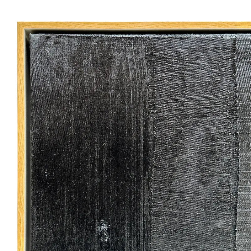 Into the Darkness Oil on Canvas Painting – Hand-Painted Abstract Artwork in Gold Natural Timber Shadow Box Frame