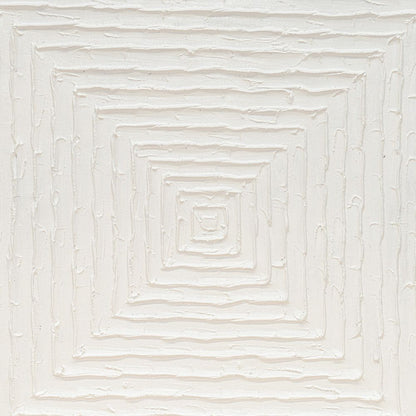 White Vortex Oil on Canvas Painting – Medium – Hand-Painted Abstract Artwork in White Shadow Box Frame