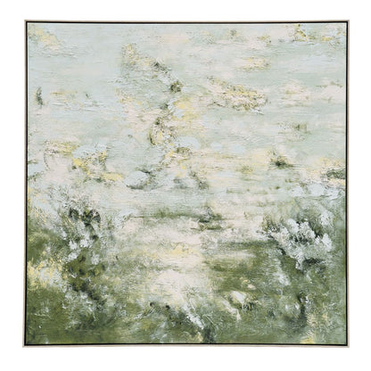 Whimsical Meadow Oil on Canvas Painting – Hand-Painted Impressionist Artwork in Antique Silver Frame