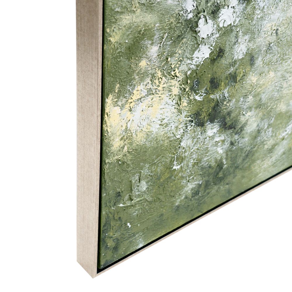 Whimsical Meadow Oil on Canvas Painting – Hand-Painted Impressionist Artwork in Antique Silver Frame