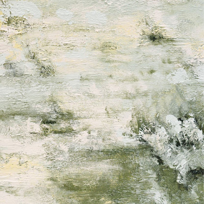 Whimsical Meadow Oil on Canvas Painting – Hand-Painted Impressionist Artwork in Antique Silver Frame