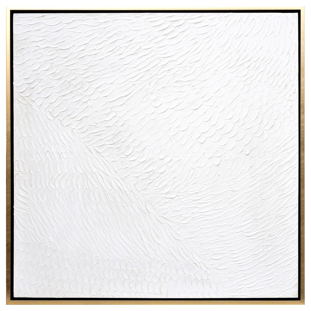 Snow White Canvas Painting – Hand-Painted Textured Artwork in Gloss White