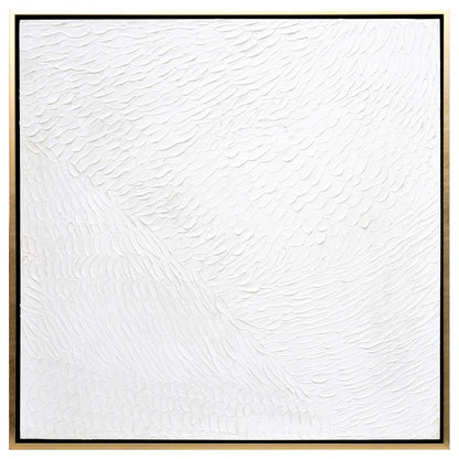 Snow White Canvas Painting – Hand-Painted Textured Artwork in Gloss White