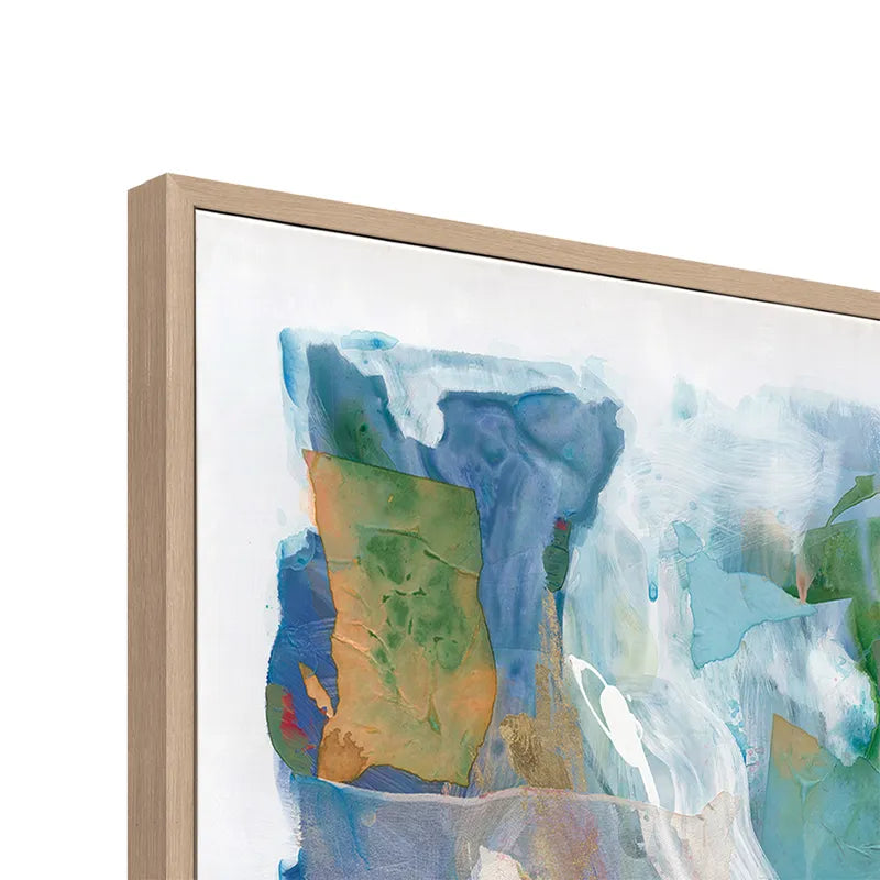 Oceans – Hand-Painted Abstract Canvas with Oceanic Blues and Gold Accents