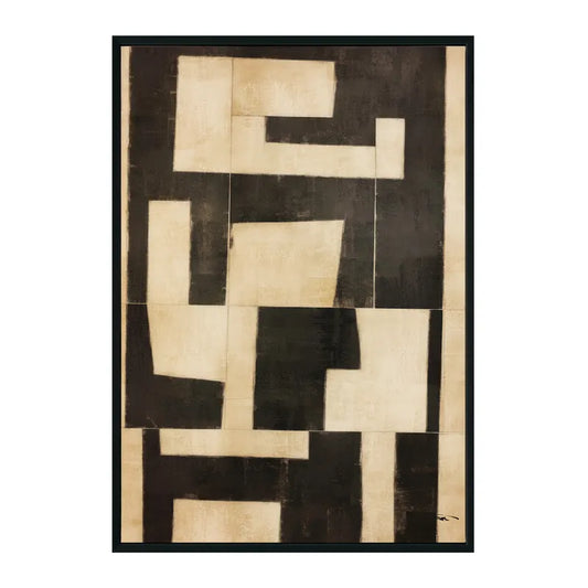 Minds Eye II – Hand-Painted Geometric Canvas Art in Black & Neutral Tones