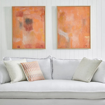 Bellini I Canvas Painting – Hand-Painted Abstract Artwork in Soft Peach Tones