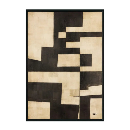 Minds Eye I – Hand-Painted Geometric Canvas in Black & Neutral Tones