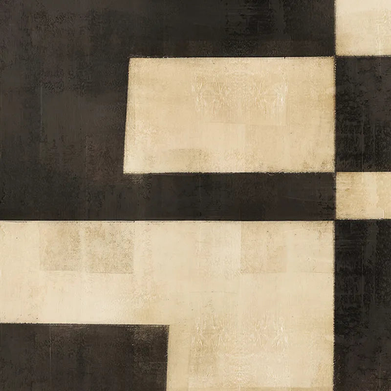 Minds Eye I – Hand-Painted Geometric Canvas in Black & Neutral Tones