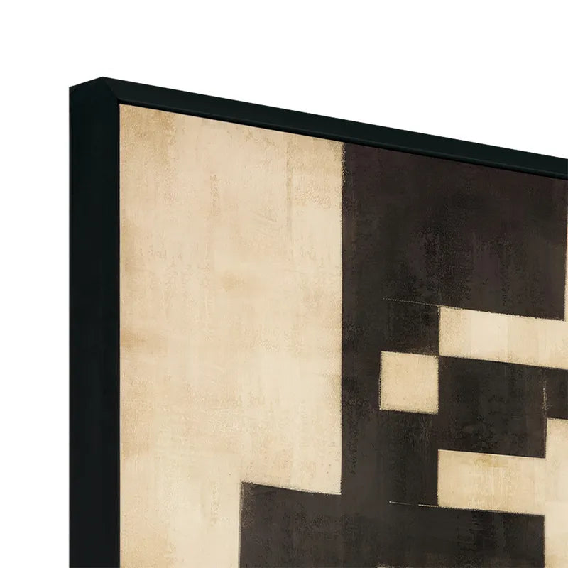 Minds Eye I – Hand-Painted Geometric Canvas in Black & Neutral Tones