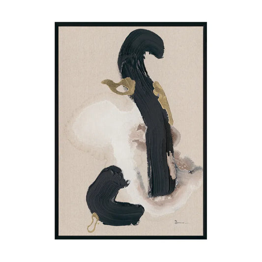 Royal Dance I – Hand-Painted Abstract Canvas with Black & Gold Accents