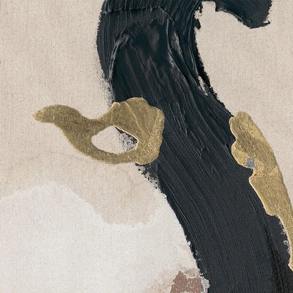 Royal Dance I – Hand-Painted Abstract Canvas with Black & Gold Accents
