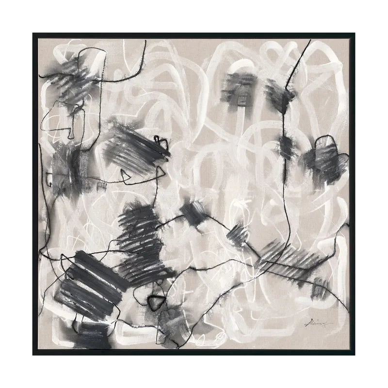 Easy Passage – Hand-Painted Abstract Canvas in Black & White