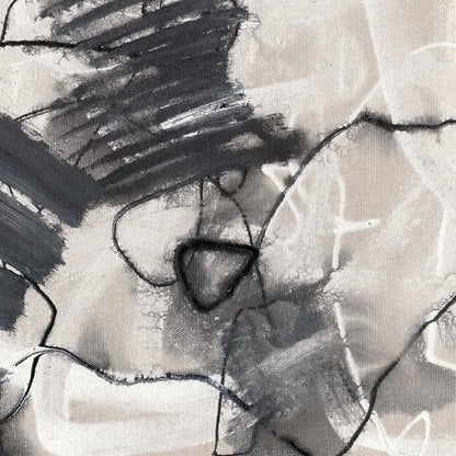 Easy Passage – Hand-Painted Abstract Canvas in Black & White