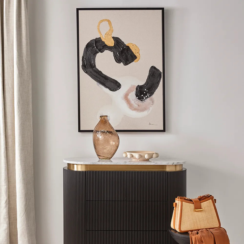 Royal Dance II – Hand-Painted Abstract Canvas with Black & Gold Accents