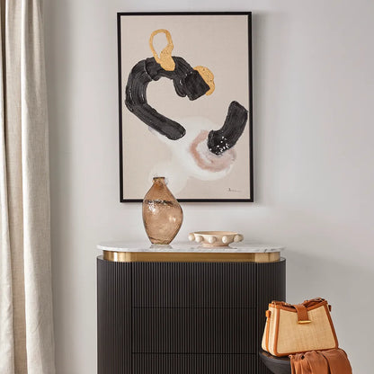 Royal Dance II – Hand-Painted Abstract Canvas with Black & Gold Accents