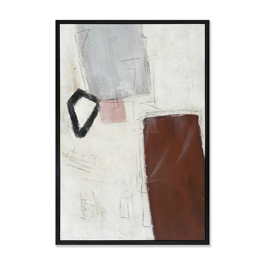 Balance Enhanced Canvas Print – Hand-Painted Abstract Artwork in Burgundy, Dusty Rose & Charcoal