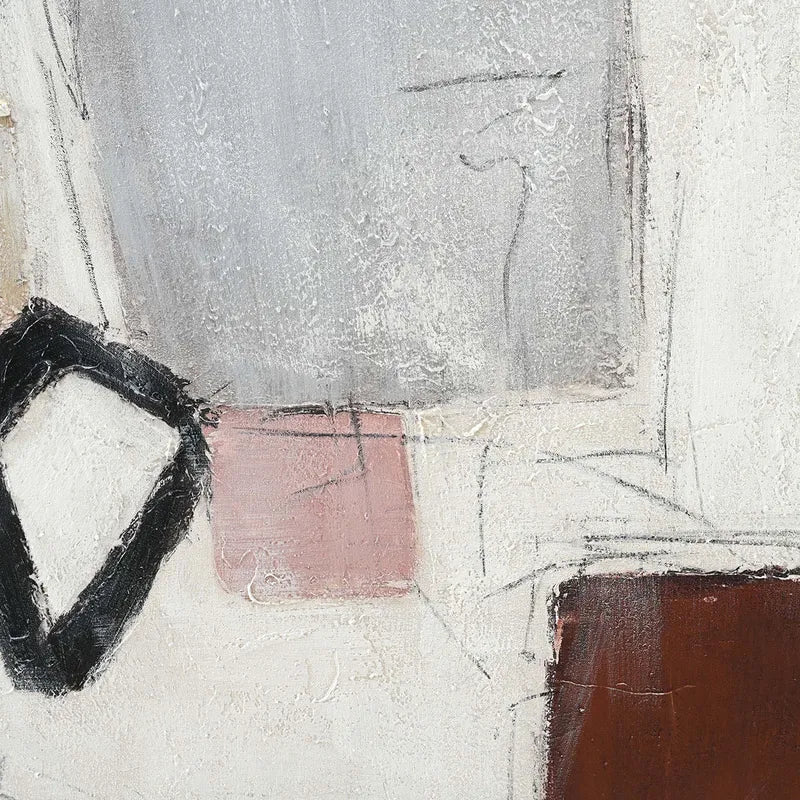 Balance Enhanced Canvas Print – Hand-Painted Abstract Artwork in Burgundy, Dusty Rose & Charcoal