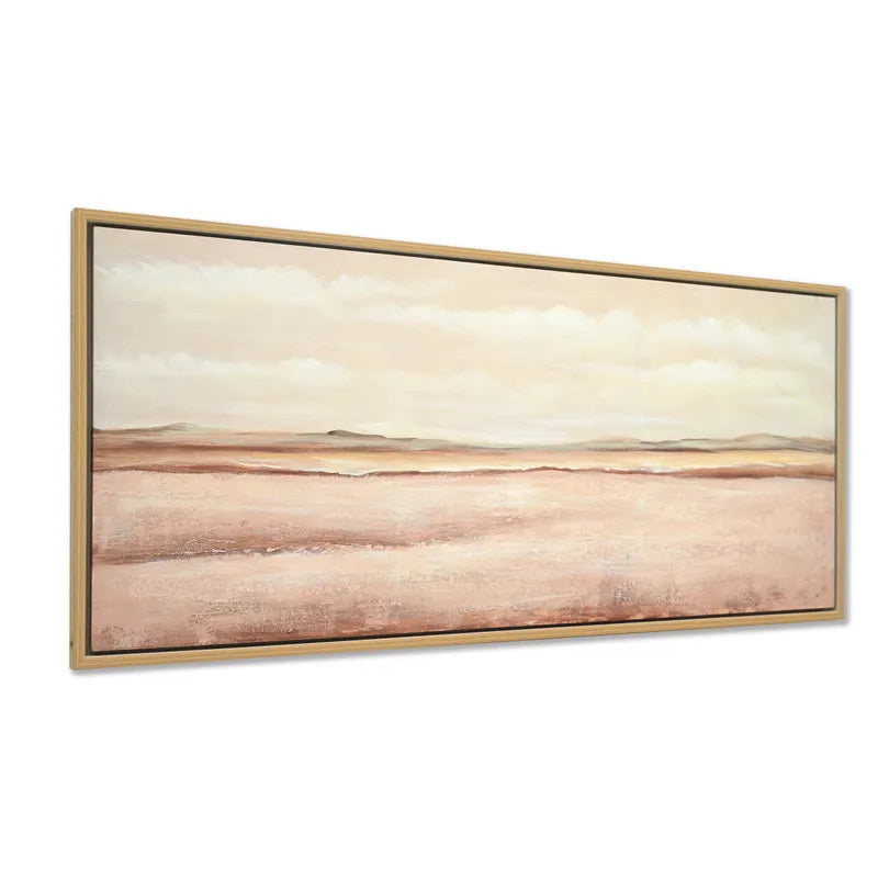 Landscapes Enhanced Canvas Print – Hand-Painted Desert-Inspired Artwork in Black Shadow Box Frame