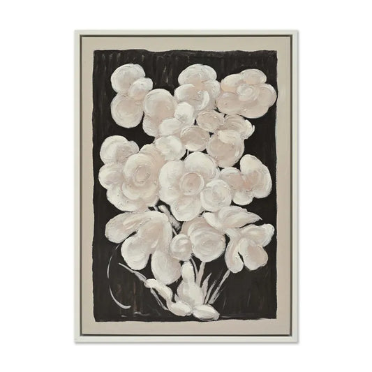 Textured Bouquet Enhanced Canvas Print – Hand-Painted Floral Artwork in White Shadow Box Frame