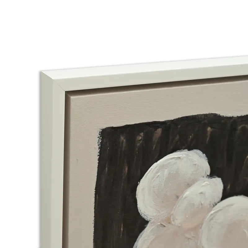 Textured Bouquet Enhanced Canvas Print – Hand-Painted Floral Artwork in White Shadow Box Frame